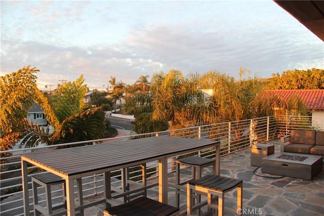 205 Esplanade, San Clemente, CA 92672 - view of patio / terrace with a balcony and an outdoor fire pit