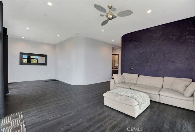 205 Esplanade, San Clemente, CA 92672 - unfurnished living room featuring recessed lighting, a ceiling fan, and wood finished floors
