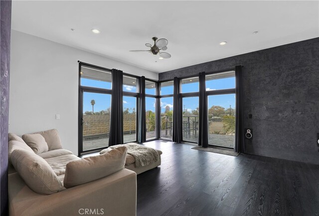 205 Esplanade, San Clemente, CA 92672 - living room featuring a ceiling fan, recessed lighting, and wood finished floors