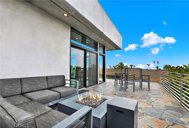 205 Esplanade, San Clemente, CA 92672 - view of patio / terrace featuring an outdoor living space with a fire pit