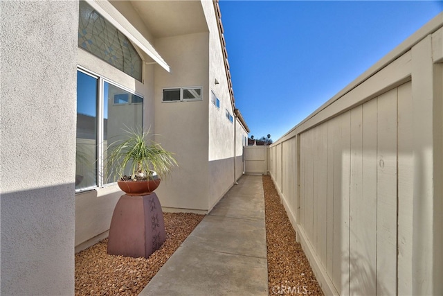 view of property exterior with stucco siding