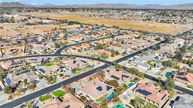 aerial view with a residential view and a mountain view