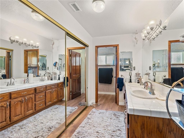 bathroom featuring double vanity, visible vents, and a sink