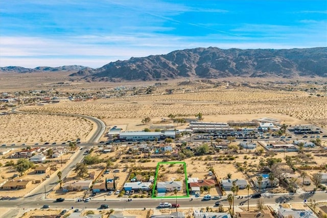 aerial view with view of desert and a mountain view