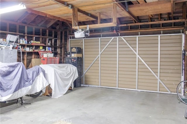 garage with a garage door opener