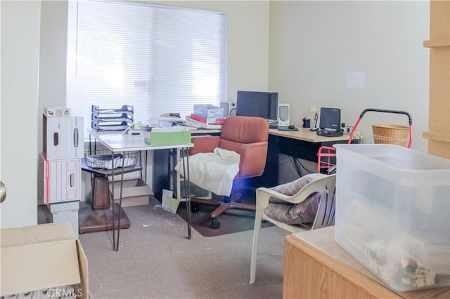 view of carpeted home office