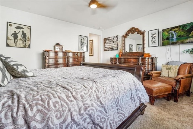 bedroom featuring carpet flooring and a ceiling fan