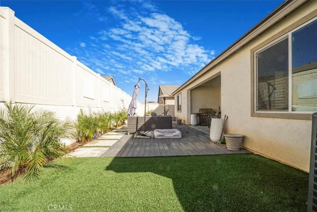 view of yard featuring a patio area and fence