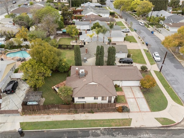 aerial view with a residential view