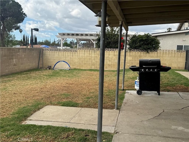 view of yard featuring a fenced backyard