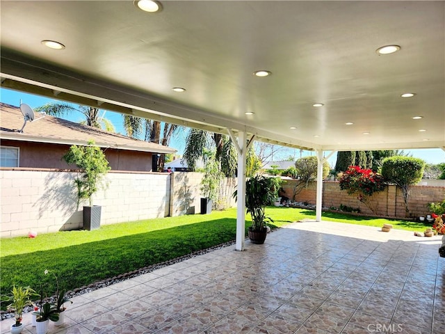 view of patio featuring a fenced backyard