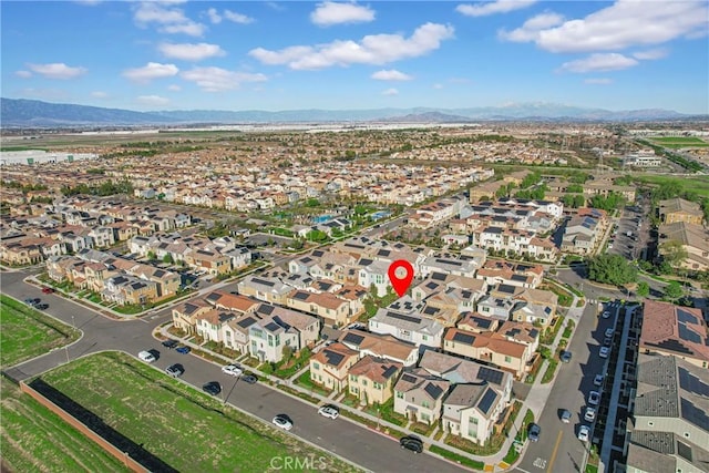 aerial view featuring a residential view and a mountain view