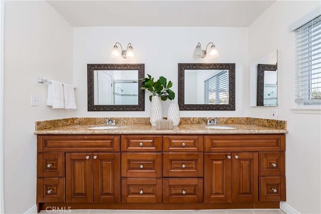 full bath featuring a sink and double vanity