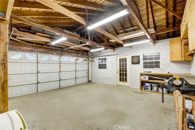 garage with a garage door opener