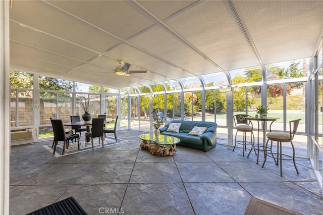 13440 Pala Ave, Sylmar, CA 91342 - sunroom / solarium with a ceiling fan, outdoor dining space, and an outdoor hangout area