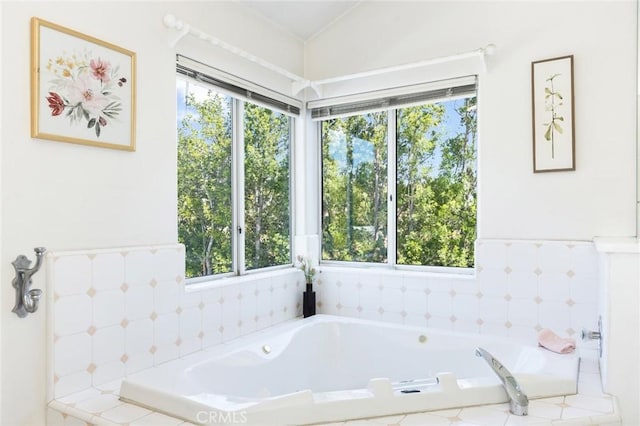 13440 Pala Ave, Sylmar, CA 91342 - full bathroom featuring healthy amount of natural light, a bath, and lofted ceiling
