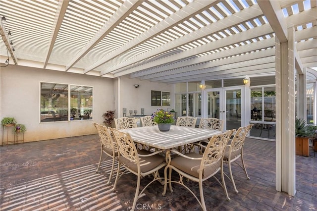 13440 Pala Ave, Sylmar, CA 91342 - view of patio / terrace with french doors, a pergola, and outdoor dining space