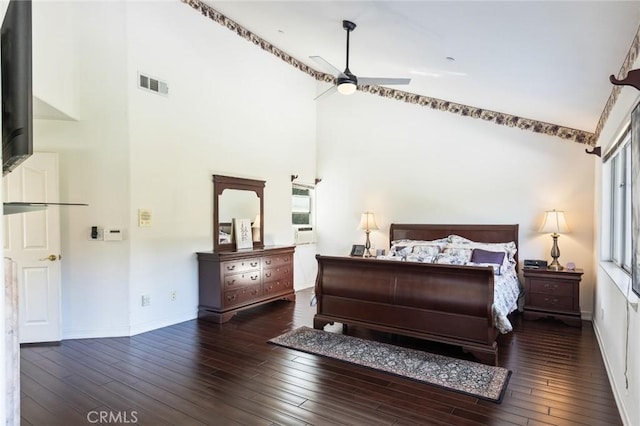 13440 Pala Ave, Sylmar, CA 91342 - bedroom featuring high vaulted ceiling, wood finished floors, and baseboards