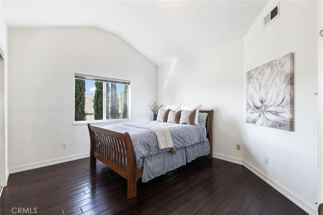 13440 Pala Ave, Sylmar, CA 91342 - bedroom with hardwood / wood-style floors, vaulted ceiling, and baseboards