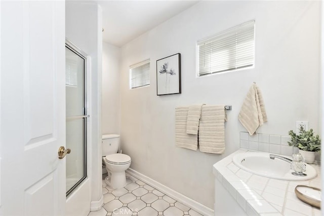 13440 Pala Ave, Sylmar, CA 91342 - full bath with toilet, baseboards, bath / shower combo with glass door, and vanity