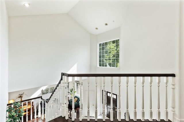 13440 Pala Ave, Sylmar, CA 91342 - stairway with vaulted ceiling and wood finished floors