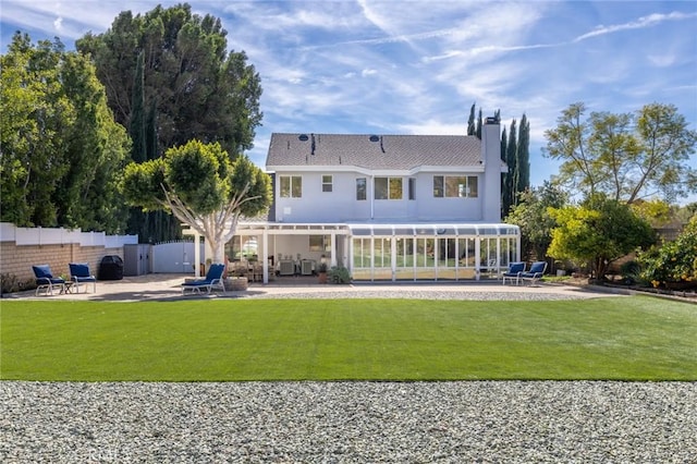 13440 Pala Ave, Sylmar, CA 91342 - back of house with a patio area, a chimney, and stucco siding