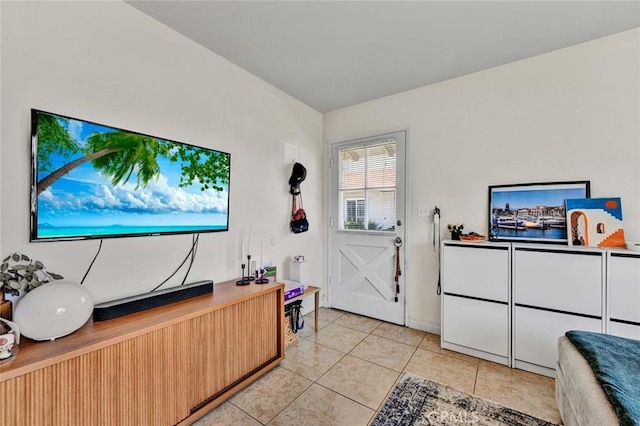 interior space featuring light tile patterned floors