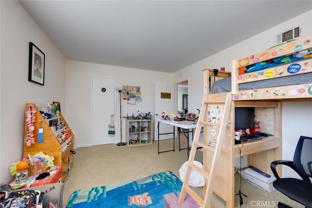 bedroom featuring visible vents and carpet flooring