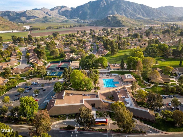 drone / aerial view with a mountain view