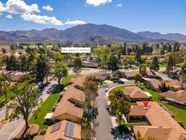 aerial view with a residential view and a mountain view