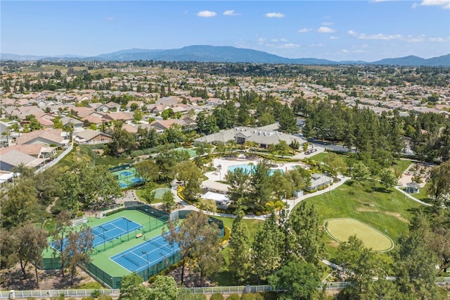 bird's eye view with a residential view and a mountain view