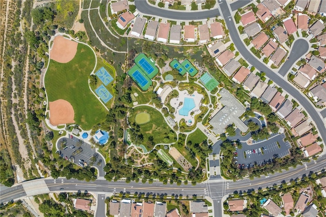 drone / aerial view featuring a residential view