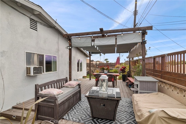 19309 Tillman Ave, Carson, CA 90746 - wooden deck with cooling unit, a fenced backyard, an outdoor hangout area, and outdoor dining area