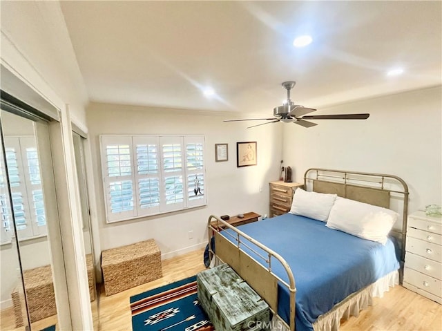 5001 Stoney Creek Rd Unit 356, Culver City, CA 90230 - bedroom with wood finished floors, ceiling fan, and recessed lighting