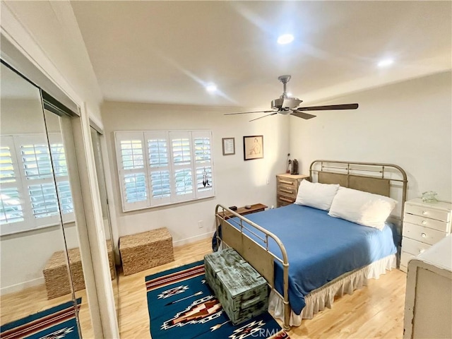 5001 Stoney Creek Rd Unit 356, Culver City, CA 90230 - bedroom with multiple windows, wood finished floors, ceiling fan, recessed lighting, and a closet