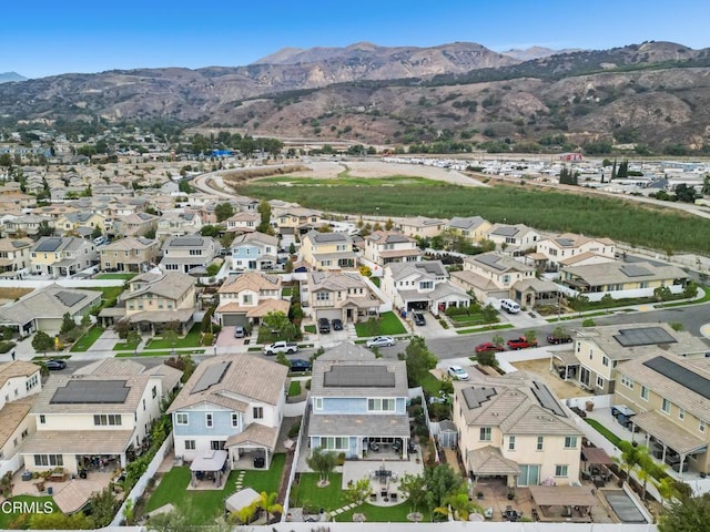 aerial view with a residential view and a mountain view