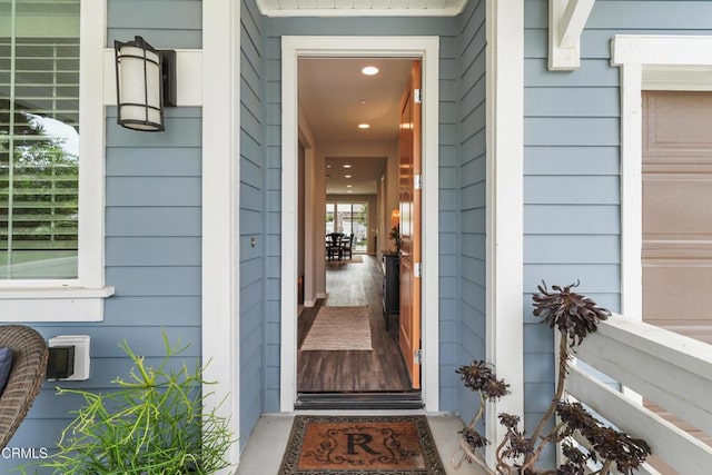 entrance to property featuring a garage