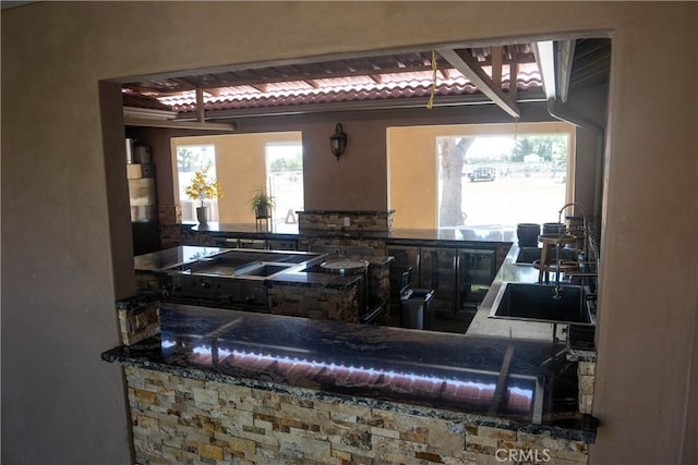 bar featuring black electric stovetop and a sink