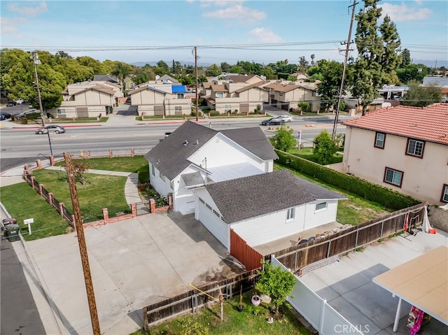 aerial view with a residential view