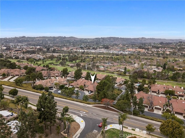 aerial view featuring a residential view and a mountain view