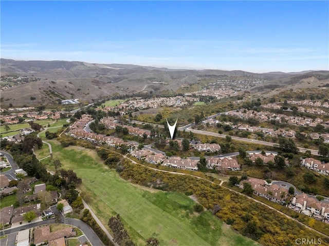 drone / aerial view featuring a mountain view