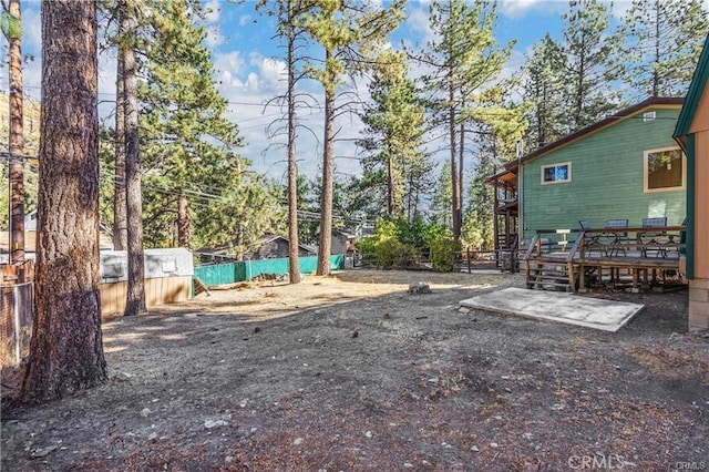 5768 Heath Creek Dr, Wrightwood, CA 92397 - view of yard with fence and a deck