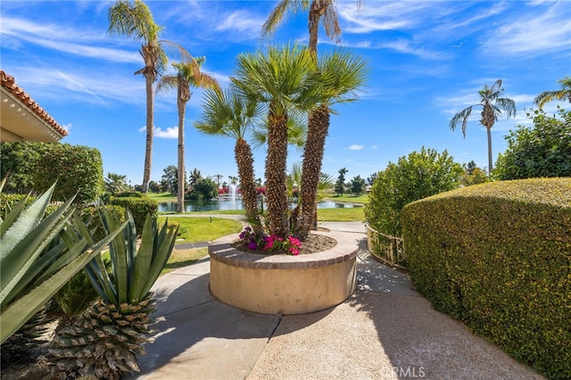 view of community featuring a water view