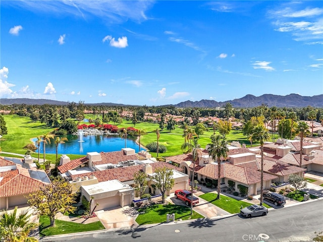 232 Kavenish Dr W, Rancho Mirage, CA 92270 - drone / aerial view featuring a water and mountain view, a residential view, and golf course view