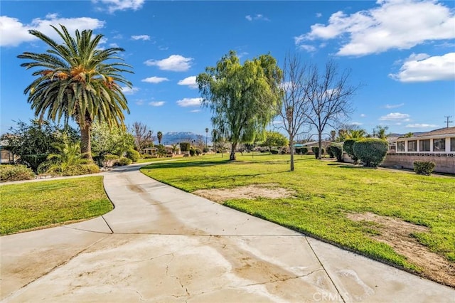 view of community featuring a lawn