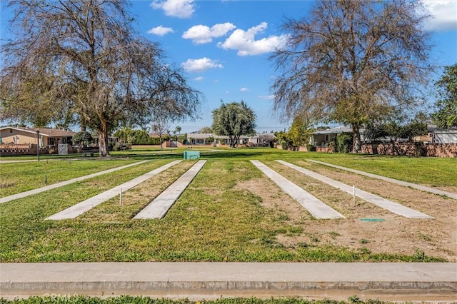 view of property's community featuring a yard and a residential view