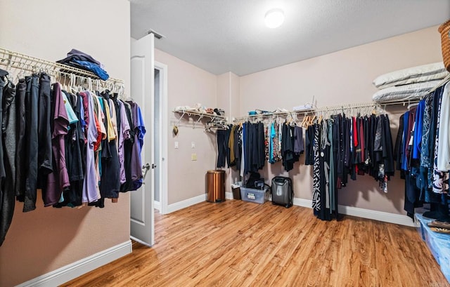 walk in closet featuring wood finished floors