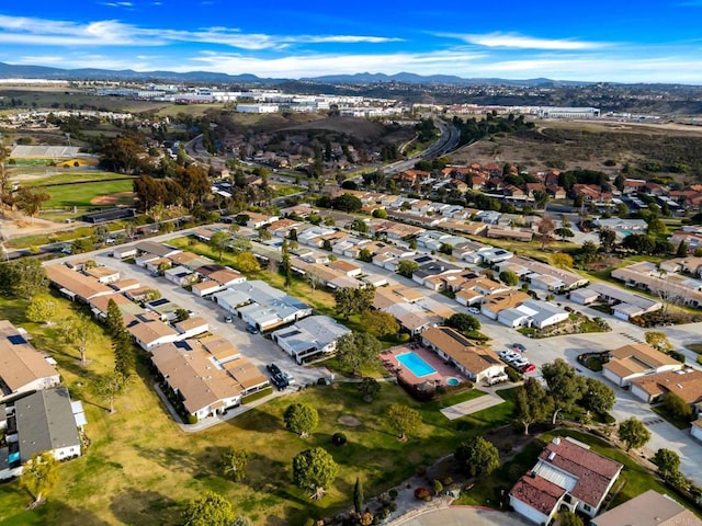 aerial view with a residential view and a mountain view