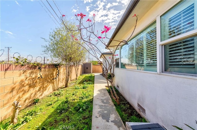 view of home's exterior featuring a fenced backyard and stucco siding