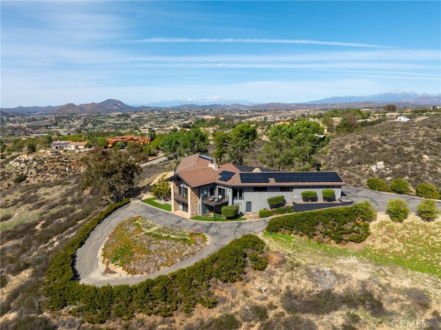 aerial view with a mountain view